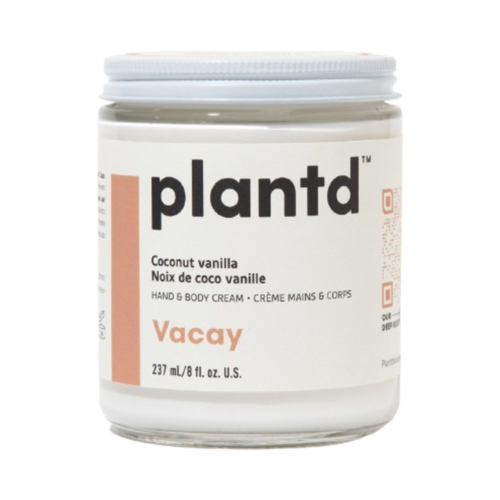 Plantd Skincare Vacay Coconut Vanilla Hand and Body Cream on white background