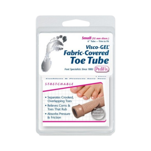 Pedifix Visco-GEL Fabric-Covered Toe Tube - Small, 1 piece Pedifix Visco-GEL Fabric-Covered Toe Tube - Large on white background