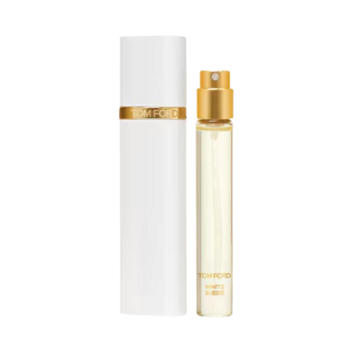 Tom Ford White Suede Atomizer on white background