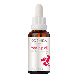 Whole Fruit Rose Hip Oil on white background
