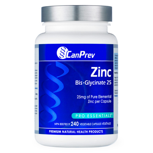 CanPrev Zinc Bis-Glycinate 25 on white background